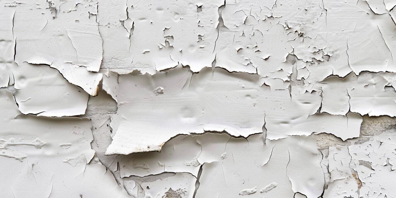 ceiling paint peeling, white color paint pealing off the wall
